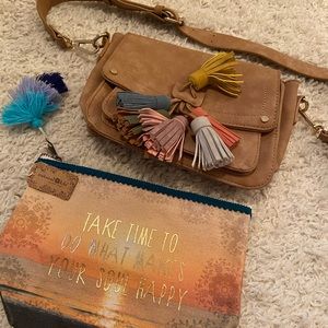 Set of 2 tassel crossbody and pouch